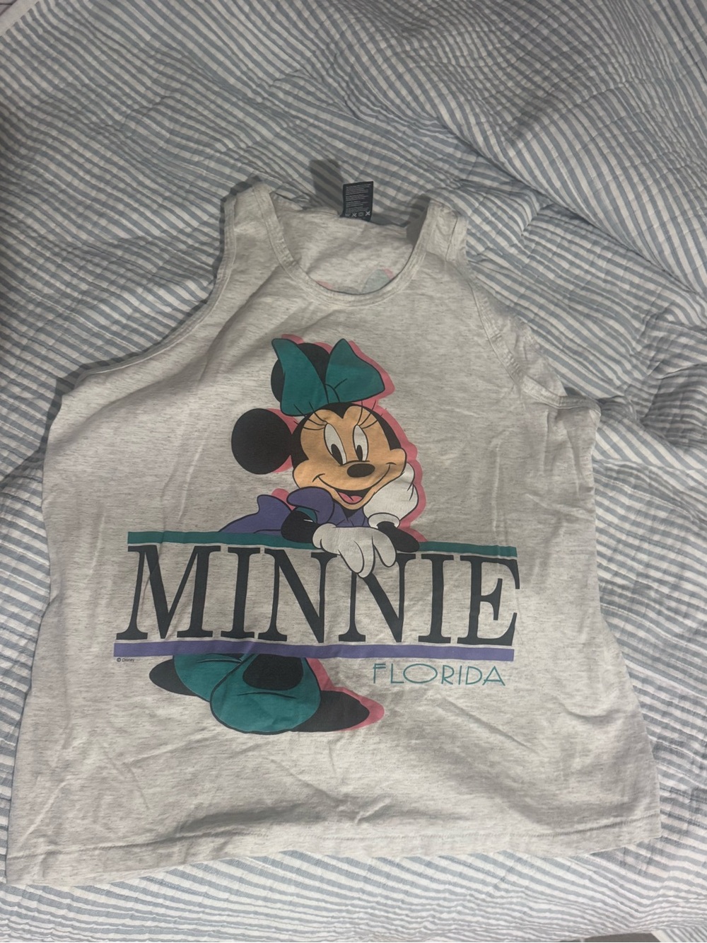 VINTAGE Minnie Graphic Tank Top - Light Gray